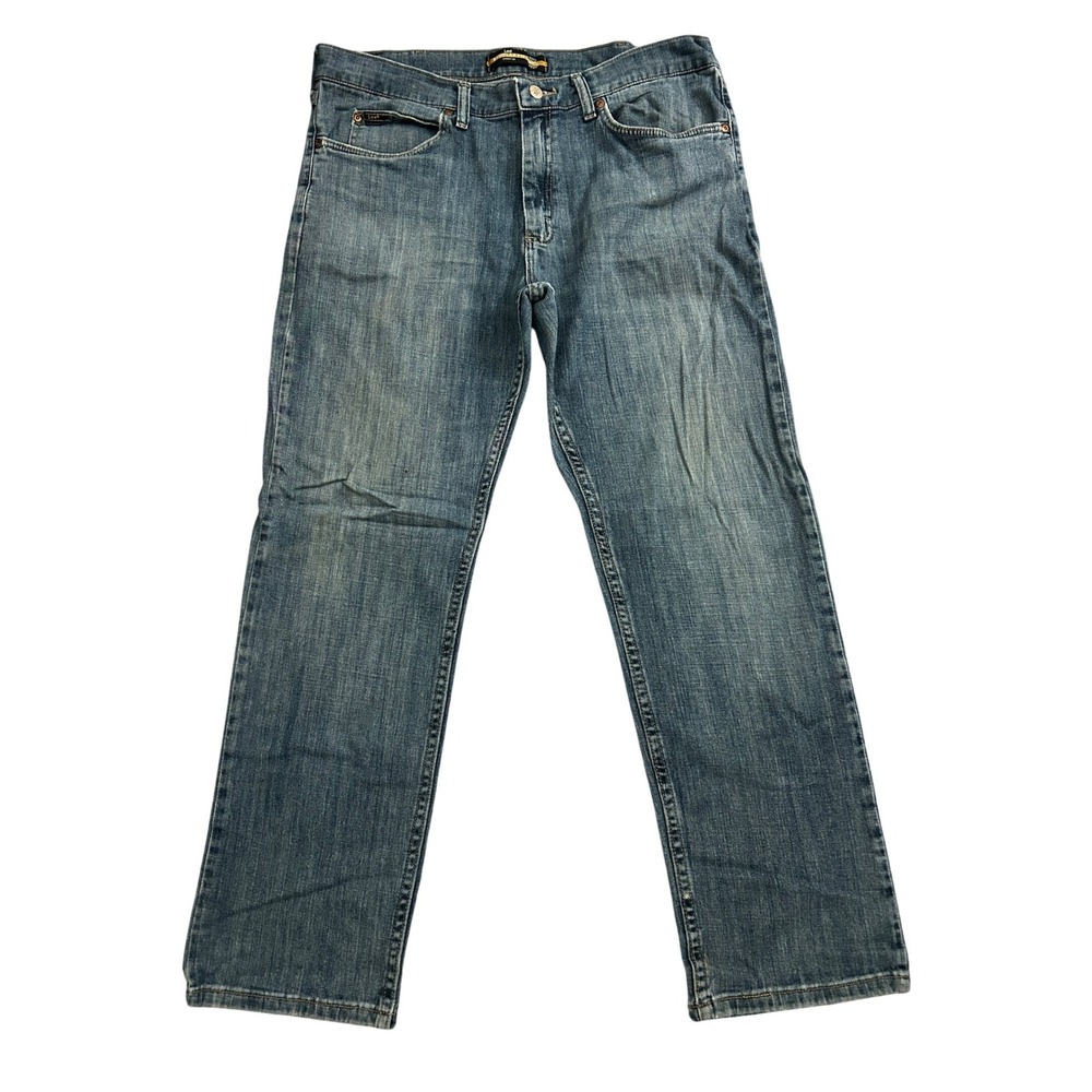 Lee Regular Fit Straight Leg Jeans Mens 36x30 Blue Excellent Stretch Denim